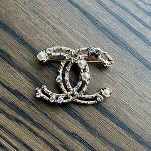 Gold and Silver Brooch with Pearl Accents